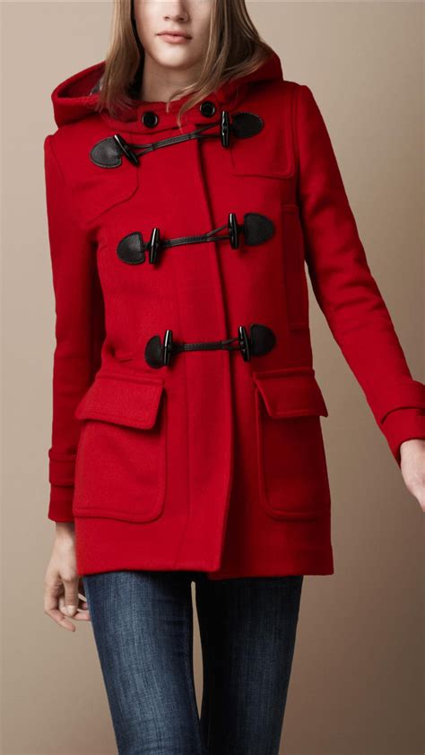 burberry red duffle jacket|burberry duffle coat vintage.